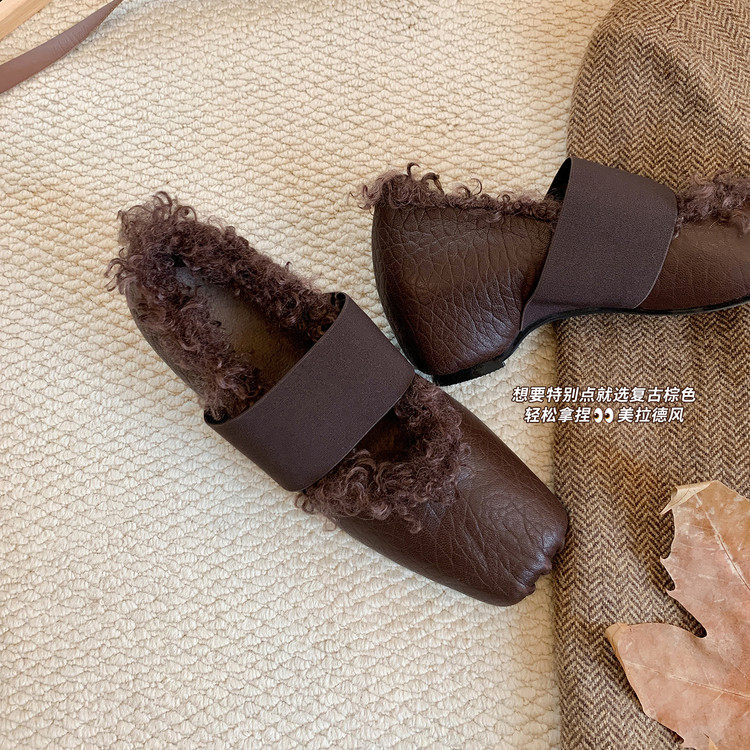 方头内增高橡胶人造长毛绒玛丽珍鞋深口单鞋,女鞋,深口单鞋,淘宝优惠券,粉丝福利购,淘宝优惠卷