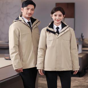 高端新款三合一冲锋衣定制工作服印logo外套户外工装防风水订做绣