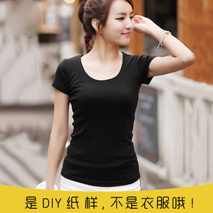R-34女装短袖T血夏季修身圆领打底衫1;1服装牛皮纸样做衣服裁剪图