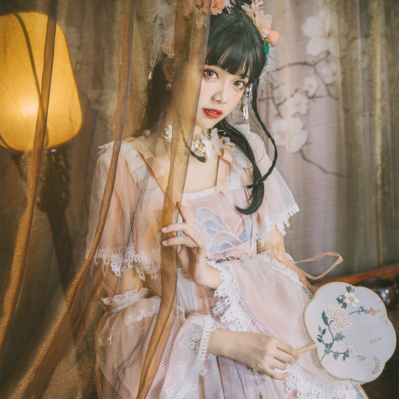 现货 金乌与星空秋水 中华风原创lolita分体袖古典改良仙女裙洋装