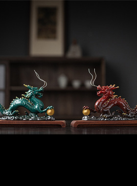 新款龙年吉祥物招财龙摆件家居室内玄关陶瓷礼品龙年摆件送礼