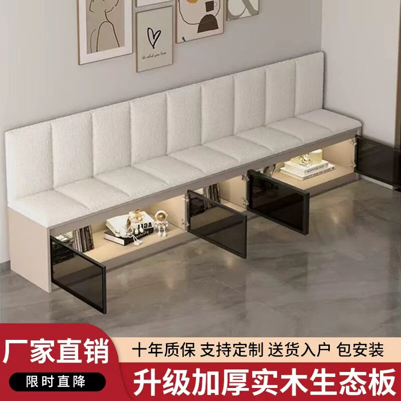 卡座实木转角沙发家用客厅小户型现代简约轻奢玻璃门可定制储物柜