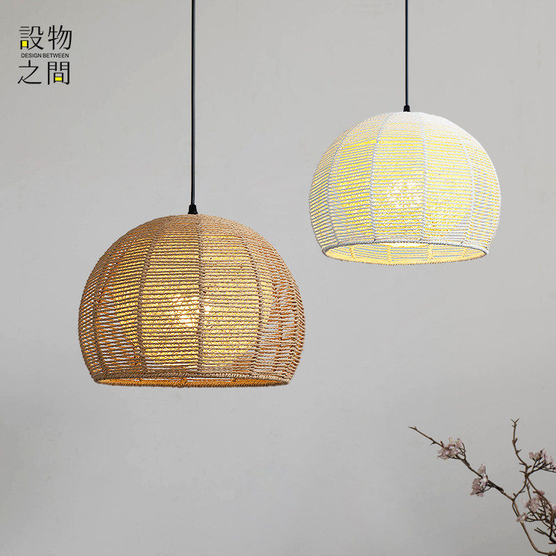 侘寂风麻绳吊灯日式复古藤编灯具卧室客厅餐厅吧台新中式设计师款