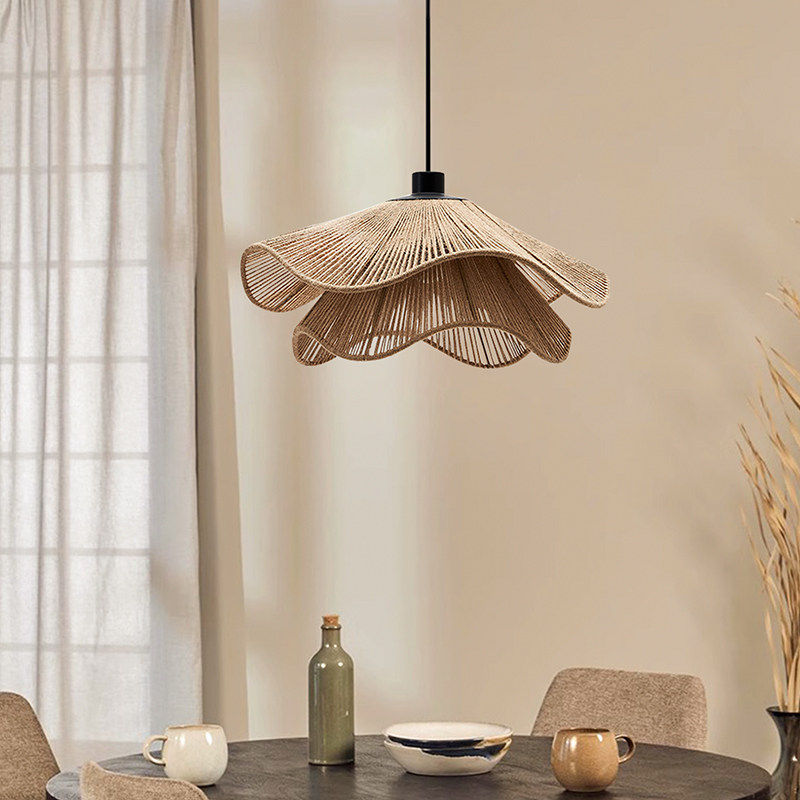 侘寂风麻绳吊灯禅意茶室民宿复古工业风餐厅卧室中古风日式饭店灯