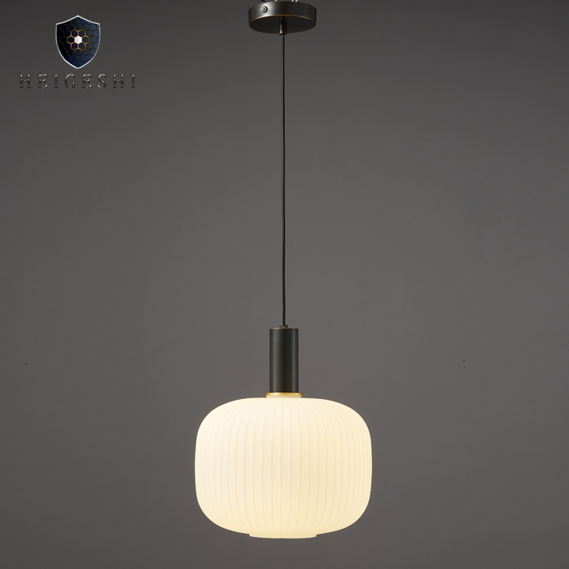 日式餐桌吧台白色玻璃灯具ins复古侘寂风网红中古vintage全铜吊灯