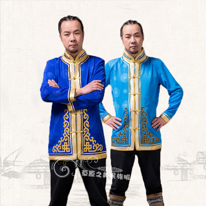 蒙古餐厅服务员服装男款蒙古袍日常生活装成人短款上衣工作服包邮