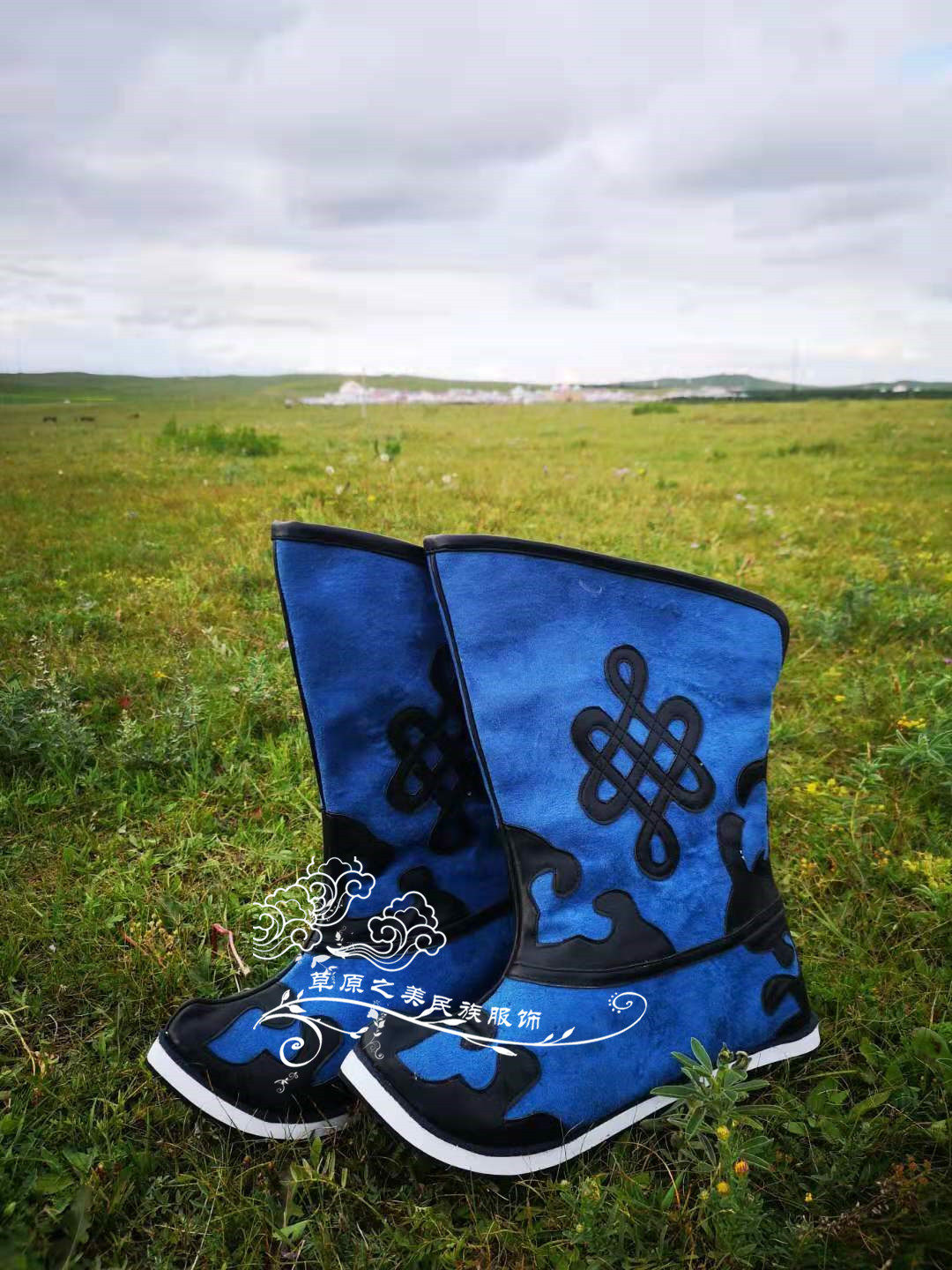 蒙古族靴子纯手工男士蒙古靴蒙古骑马靴少数民族舞蹈靴鹿皮绒新品