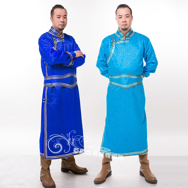 蒙古袍生活装蒙古服男款日常装男士成人长款蒙古服装演出蒙族新品