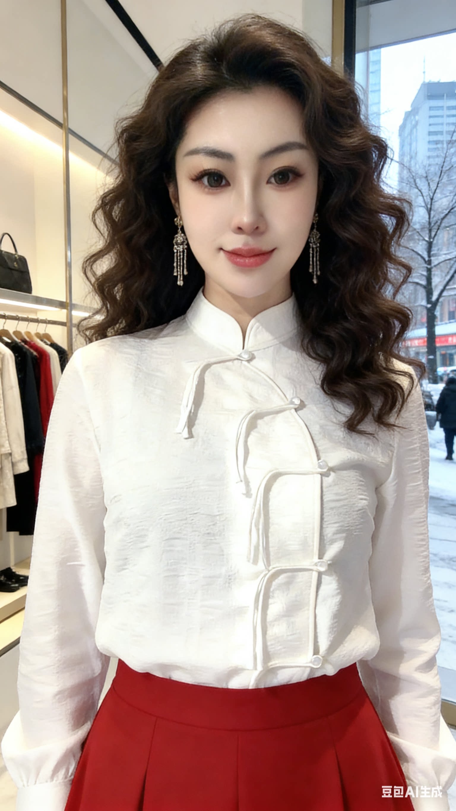 2026新款新中式国风衬衫女立领提花高级感衬衣24春夏盘扣古风缎面