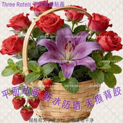花卉花朵花篮自粘贴纸贴瓷砖墙上厨房冰箱餐厅手工装饰房间门贴画