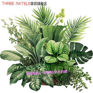 盆栽绿植花草贴纸3d立体贴图贴墙壁家居柜门窗贴画植物仿真装饰画
