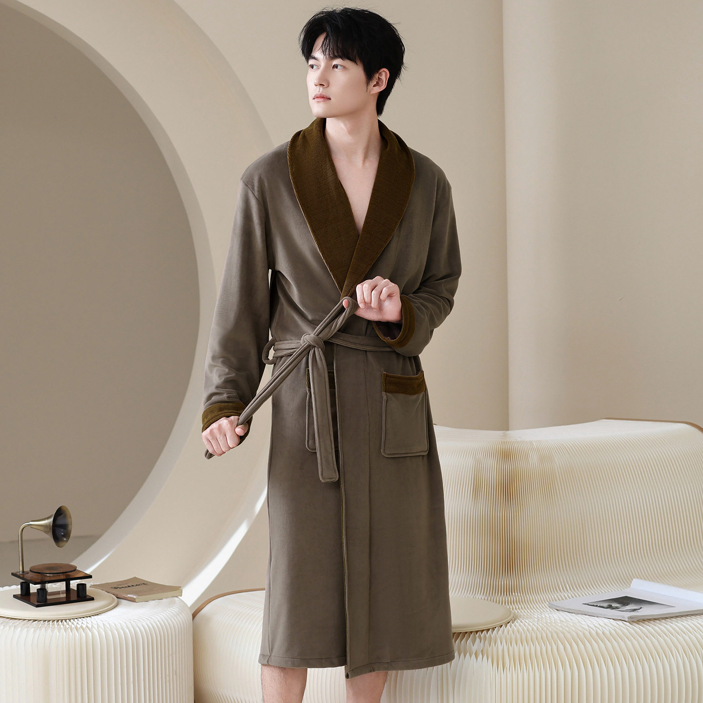 冬季睡袍男海岛绒加厚保暖感晨袍冬天抗静电中长款睡袍男,女士内衣/男士内衣/家居服,睡袍/浴袍,淘宝优惠券,粉丝福利购,淘宝优惠卷