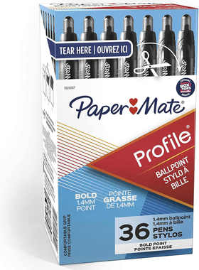 10支包邮美国Papermate缤乐美黑蓝色Profile按动伸缩圆珠笔1.4mm