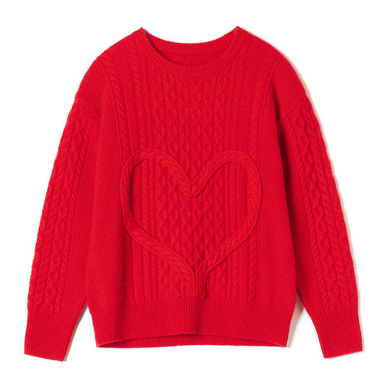 思诺芙德羊绒衫女童2024秋冬新款圆领麻花简约纯色保暖毛衣针织衫