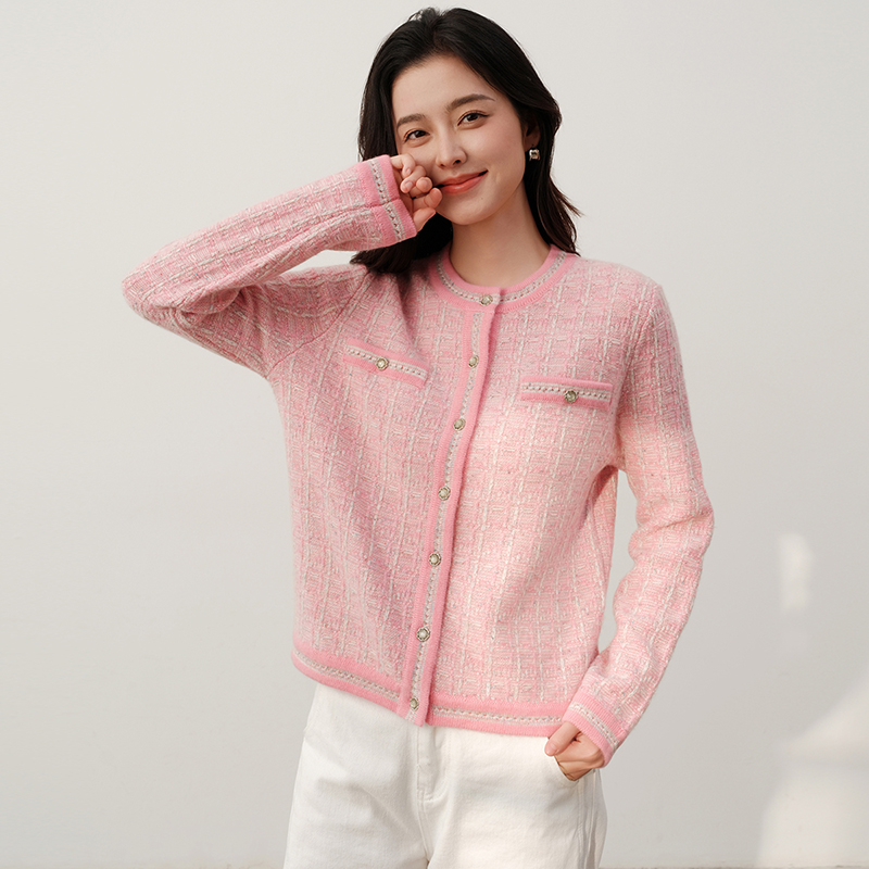 思诺芙德小香风山羊绒开衫