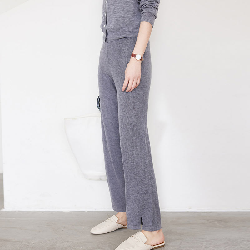 思诺芙德高腰直筒羊毛裤女