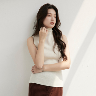 思诺芙德羊绒背心女25秋冬新款 针织上衣 高领一体成衣打底背心无袖