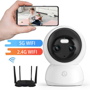 香港台灣家用安防監控網絡攝像頭5G無線藍牙双镜头WIFI IP Camera