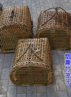 竹编鸡鸭宠物大小狗窝竹笼子家用