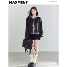 MAXMENT冬款休闲廓形毛呢短款外套+连帽加厚百搭毛衣