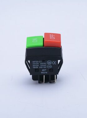 船型压扣押扣开关WF03-C1启动停止控制按钮 双键方形钮红绿色4脚