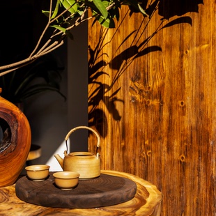 香樟木柴火碳化年轮茶托杯托干泡台侘寂壶承原木壶托手工异形圆片