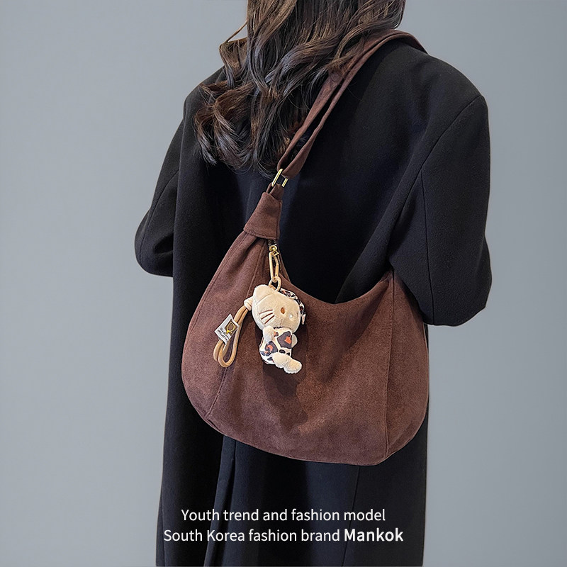 Mankok麂皮绒包包女2025新款韩版复古托特包大容量百搭通勤斜挎包,箱包皮具/热销女包/男包,通用款女包,淘宝优惠券,粉丝福利购,淘宝优惠卷