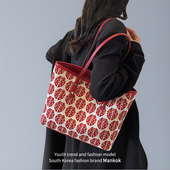 Mankok新中式 潮红色喜字单肩包大容量结婚新娘包 国风包包女士新款