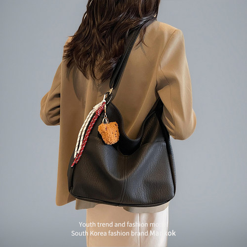 Mankok高级质感复古包包女潮休闲通勤单肩包简约大容量斜挎托特包