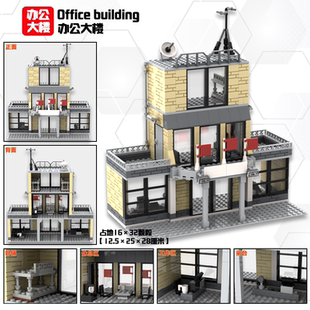 中国军事积木人仔城市警察大楼武器库监狱哨塔小男孩拼装玩具礼物