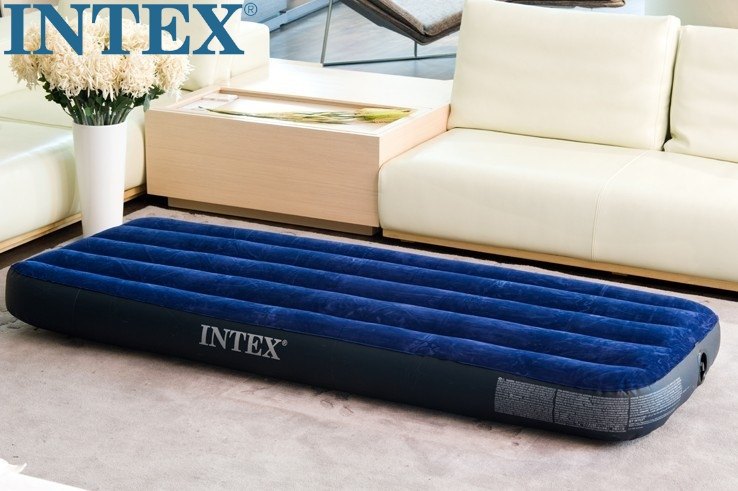 送电泵INTEX-68950条纹植绒单人充气床垫 空气床 气垫床 午休床