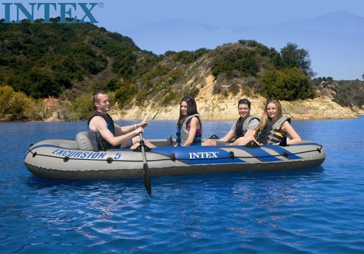 包邮 正品INTEX-68325漂流者加大五人充气船钓鱼船橡皮划艇充气艇