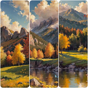 高清手机壁纸厚涂油画风景插画2K iPhone高清壁纸绘画临摹素材