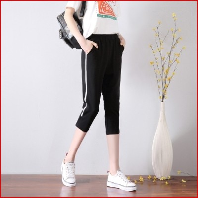 Trouser Ha casual pants and loose tatton sports loose thin white 9 elastic force is nine points