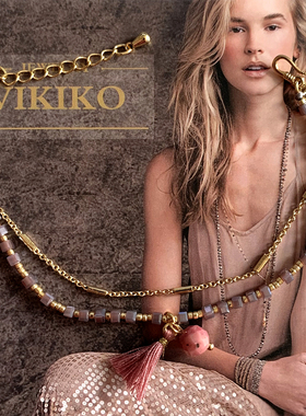 VIKIKO 怀旧款/蛋白紫色水晶手绳ins小众原创双层风格女生手链