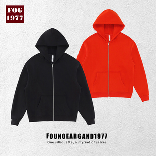 卫衣百搭保暖美式 宽松开衫 潮牌INS 加绒加厚廓形落肩拉链帽衫 FOG