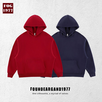 FOG重磅连帽卫衣男女宽松简约纯色口袋帽衫抓绒拉毛保暖美式潮牌