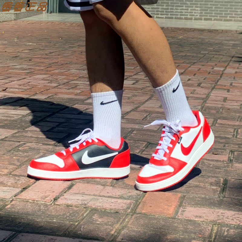 耐克/Nike EBERNON Low 男鞋休闲鞋白红运动低帮板鞋 AQ1774-101