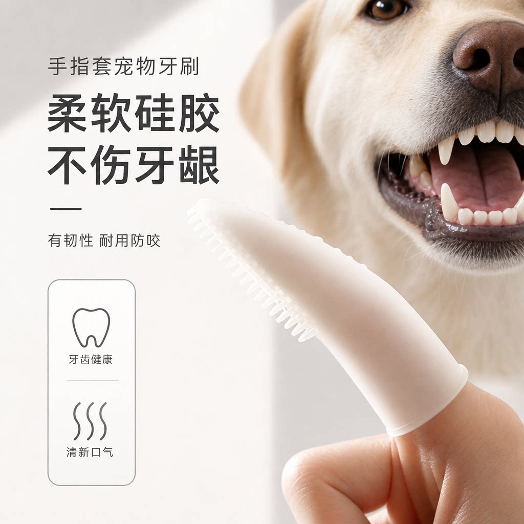 休普宠物硅胶指套牙刷清新口气图片