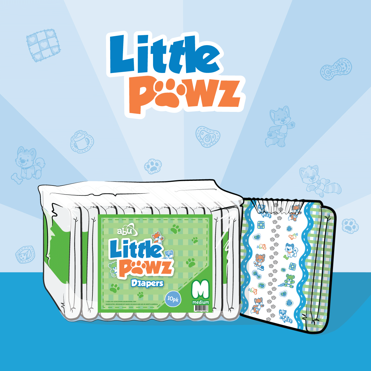 正品推荐超高吸收可爱成人宝宝abdl纸尿裤abu little pawz 尿不湿