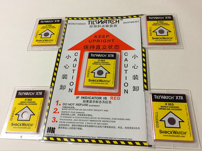进口美国ShockWatch批发TILTWATCH XTR 防倾贴 倾斜显示标签 包邮