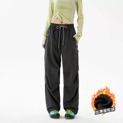 【恩佳专享】冬季情侣款时尚百搭休闲摇粒绒伞兵裤CYKZ2382R