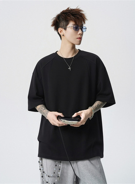 【花总Elvis】夏季情侣款落肩款时尚潮流短袖MYY26-341