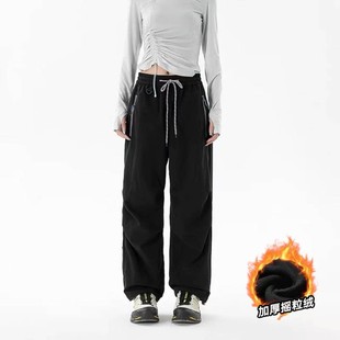 【恩佳专享】冬季情侣款时尚百搭休闲摇粒绒伞兵裤CYKZ2382R