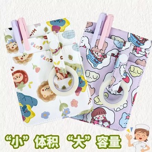 可爱卡通护士笔袋翻盖大容量插口袋笔袋双层加厚多功能帆布笔袋夹