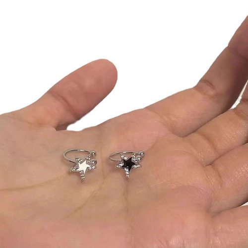 不对称黑白星星耳夹女ins小众高级感百搭简约无耳洞耳骨夹耳饰女