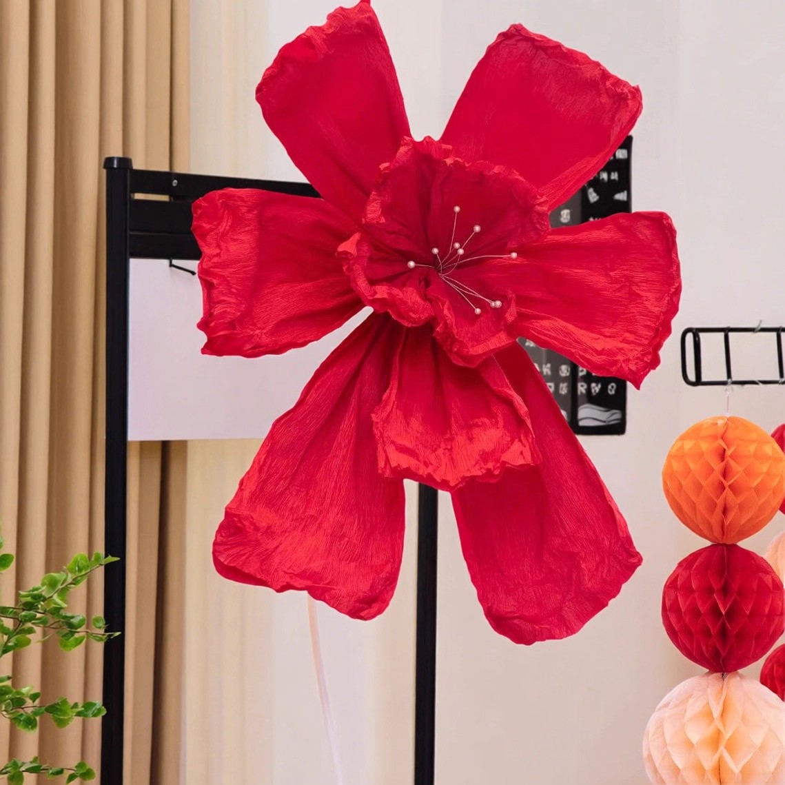 婚房布置仿真玫瑰褶皱纸花结婚礼新房卧室客厅背景墙装饰婚庆用品