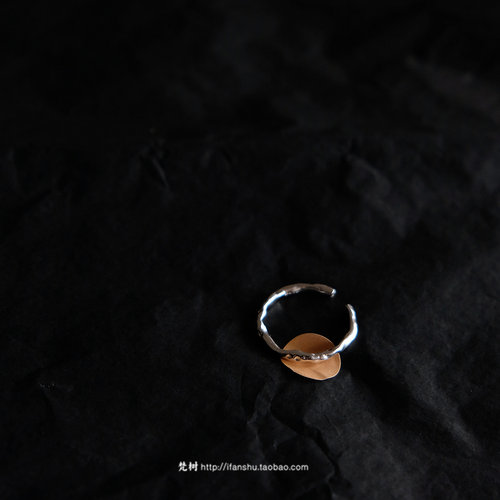 梵树纹理质感开口戒指波光s925