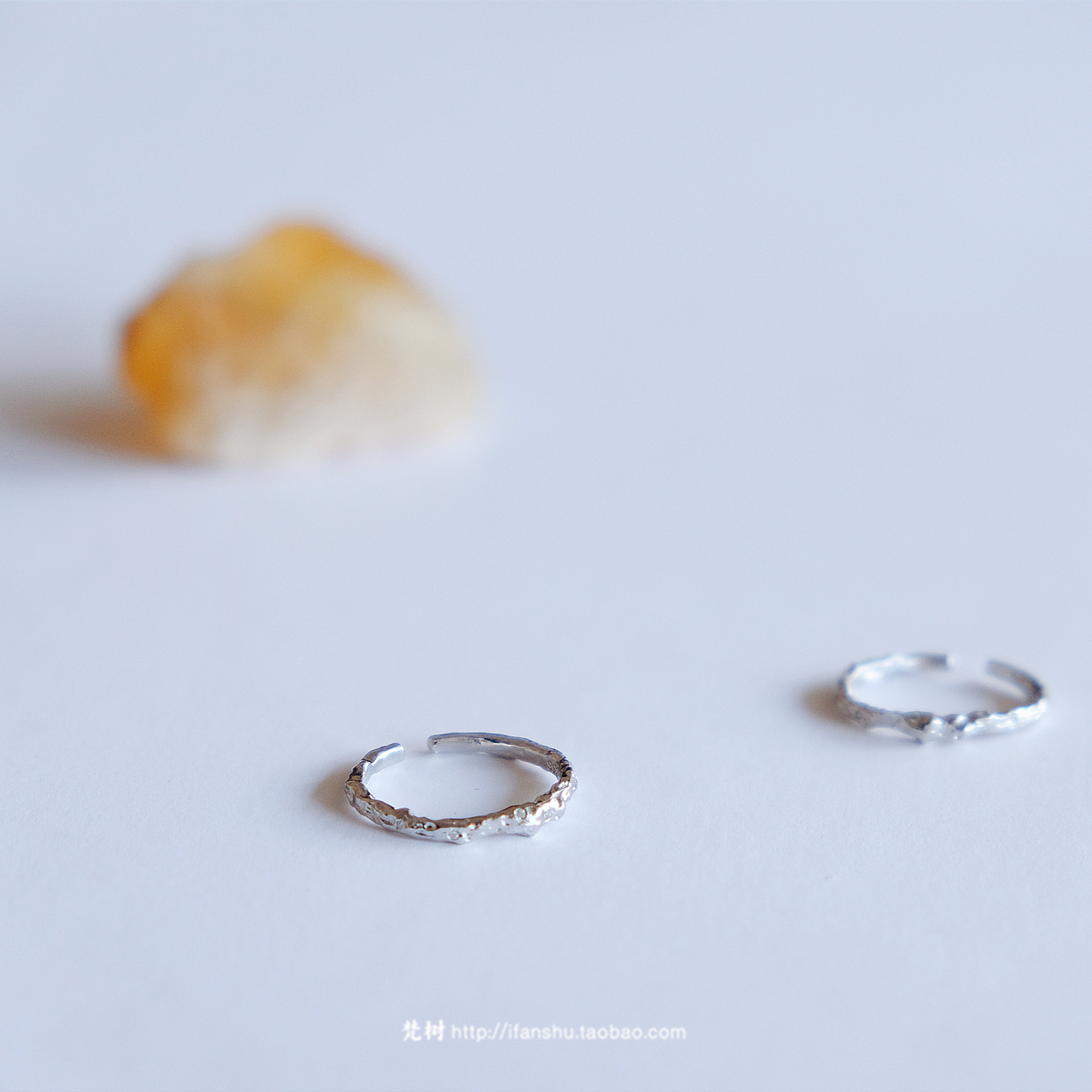 梵树For handmade-《银色山泉》s925纯银小众设计锆石褶皱银戒指
