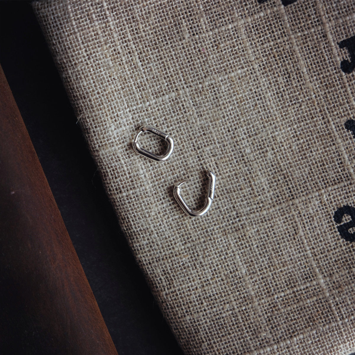 梵树for复古港风方框纯银耳扣